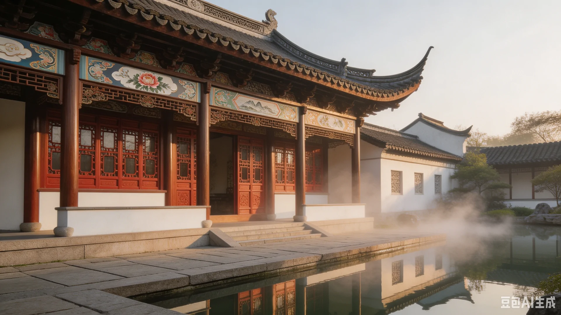 传统彩绘修复场景